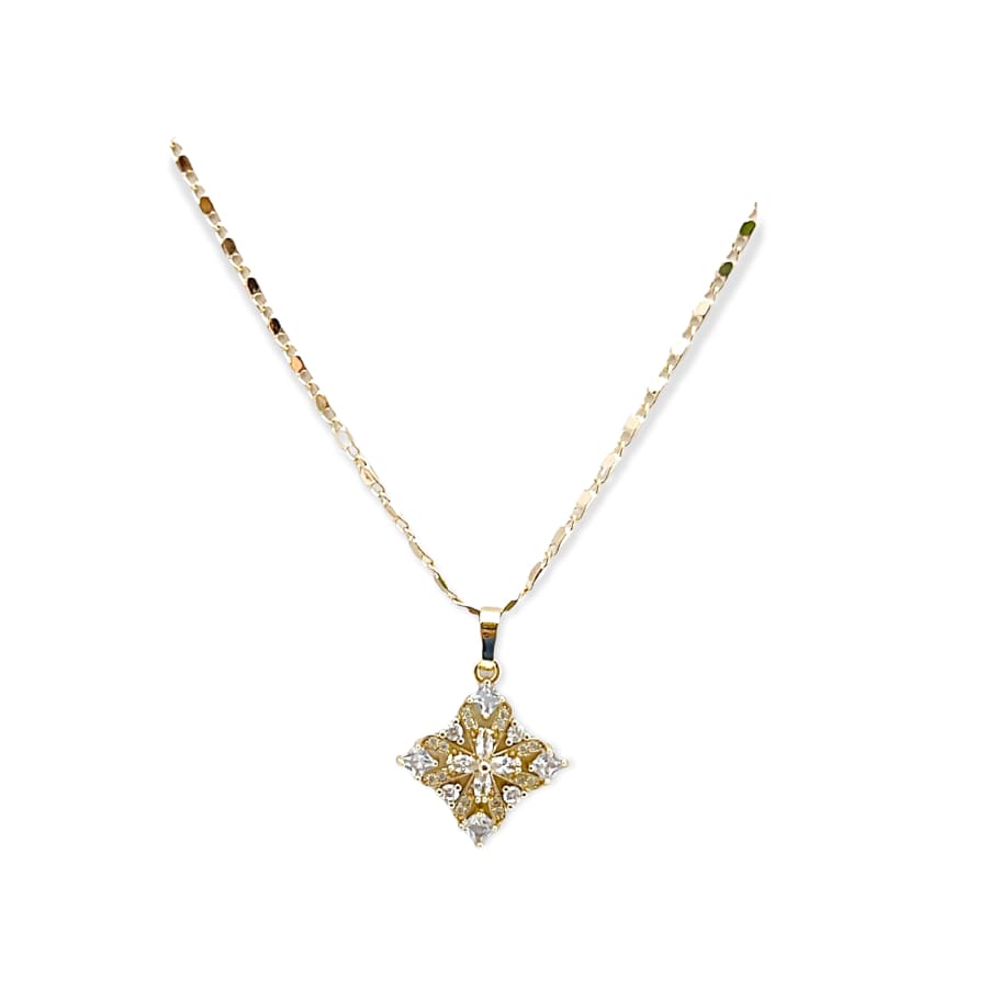 Claire square white stone pendant necklace in 18k of gold plated chains