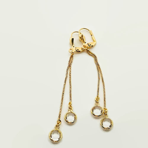 Clear flat circle drop 18kts of gold plated earrings