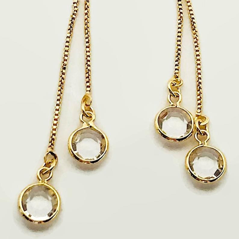 Clear flat circle drop 18kts of gold plated earrings earrings