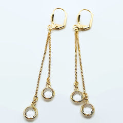 Clear flat circle drop 18kts of gold plated earrings earrings