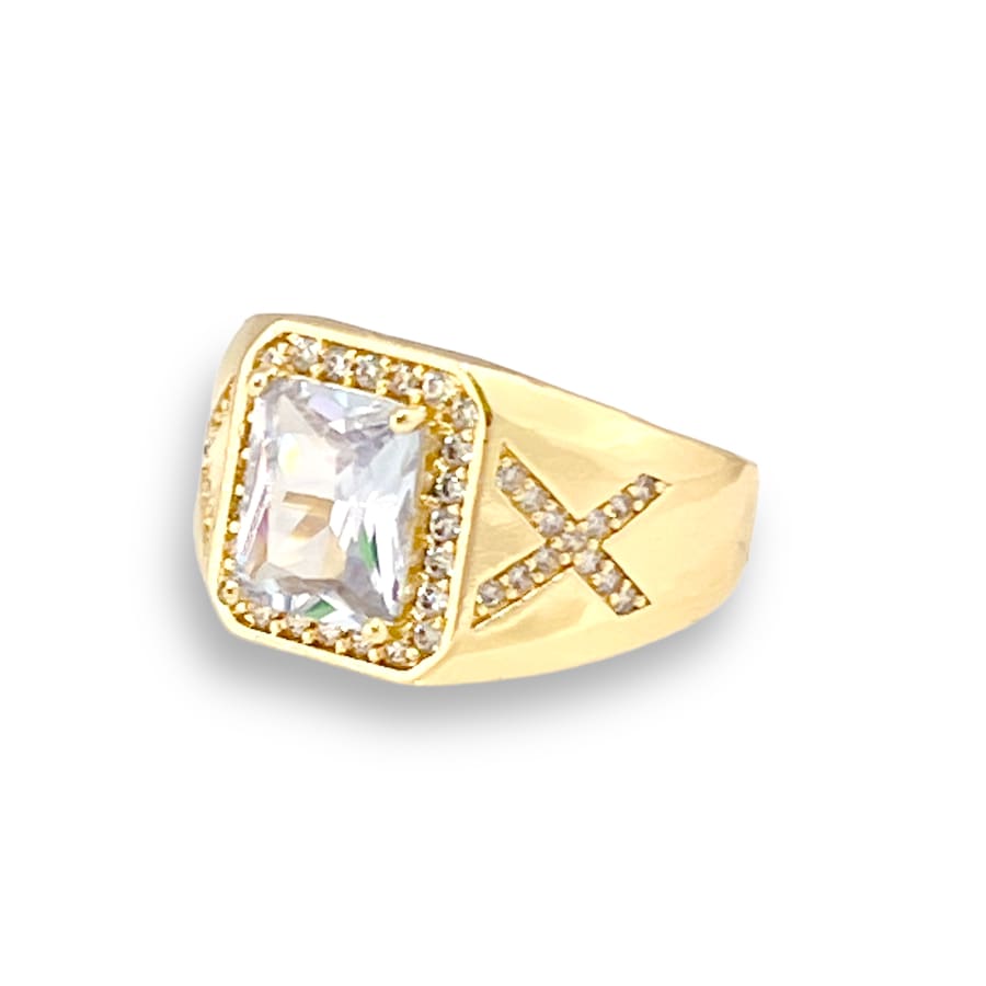 Clear rectangular stone unisex ring 18k of gold plated rings