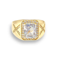 Clear rectangular stone unisex ring 18k of gold plated rings