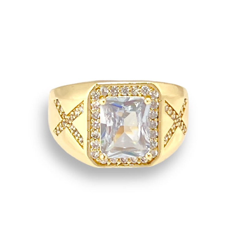 Clear rectangular stone unisex ring 18k of gold plated rings