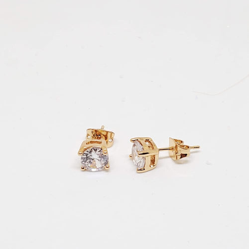 Clear stones studs earrings in 18kts of gold plated earrings