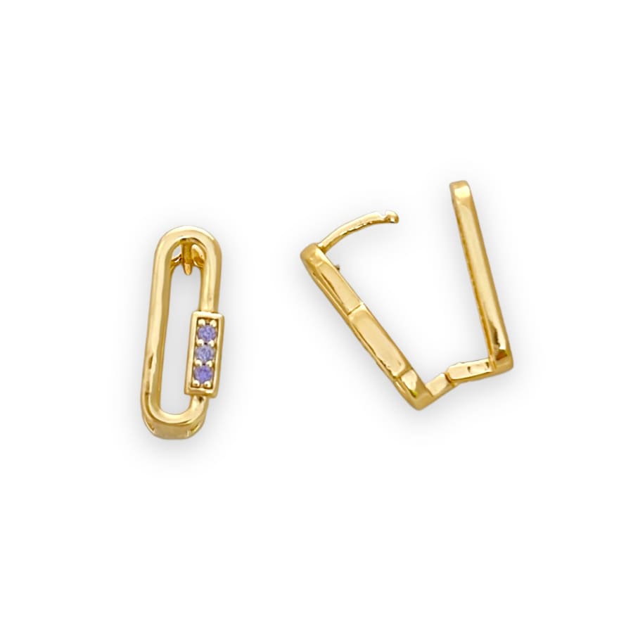 Clips rectangular hoops earrings in 14k of gold plated earrings