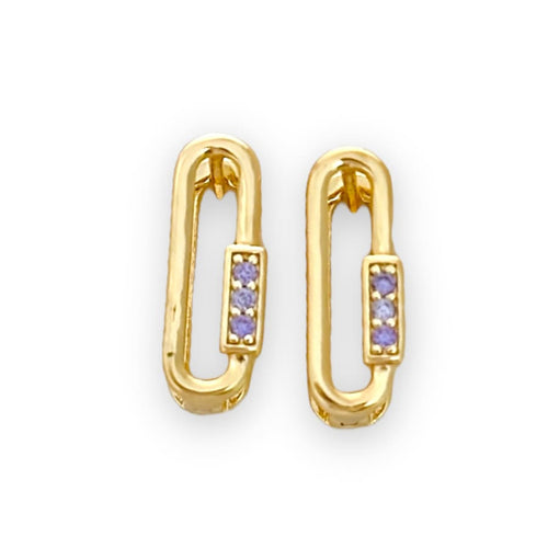 Clips rectangular hoops earrings in 14k of gold plated