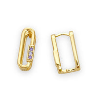 Clips rectangular hoops earrings in 14k of gold plated earrings