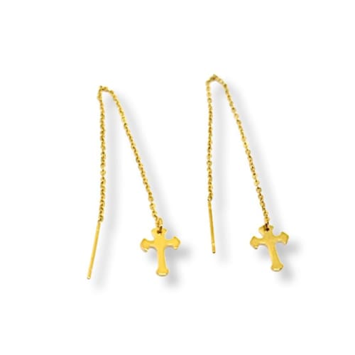 Cross threaders gold plated earrings earrings