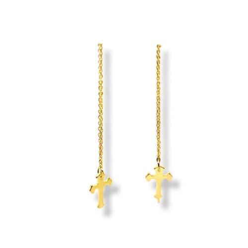 Cross threaders gold plated earrings earrings