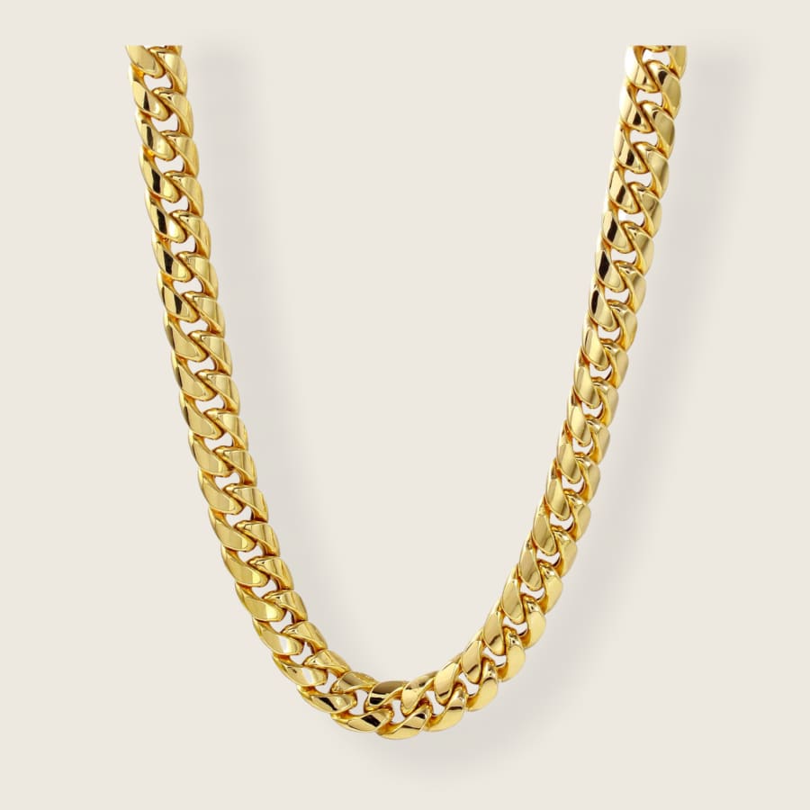 Cuban link 7mm 18k gold plated chain 24” chains