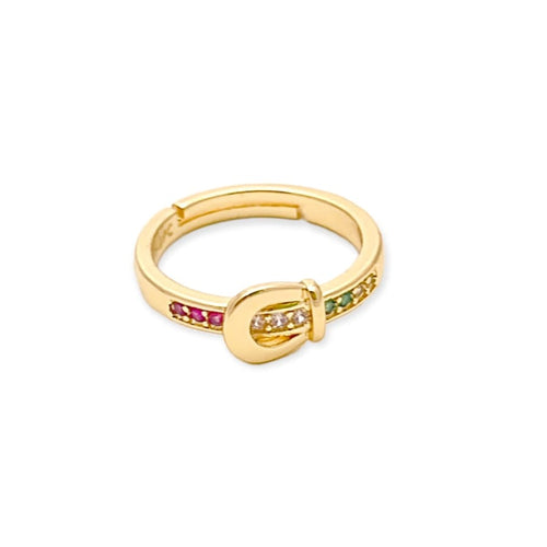 Cz belt open size ring 18k of gold plated rings