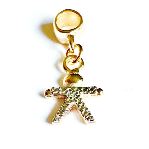 Cz boy european bead charm 18kt of gold plated charms