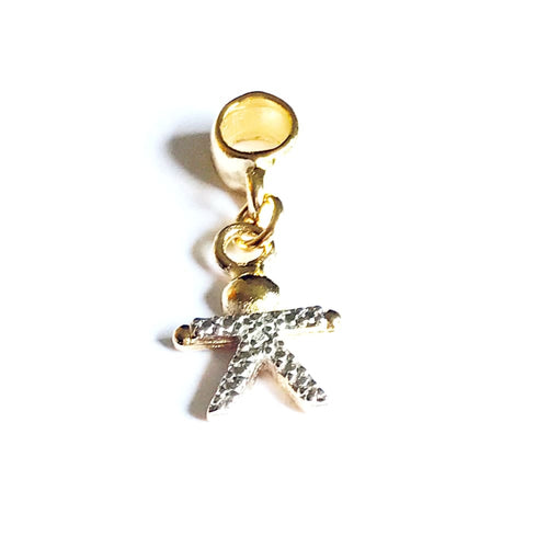 Cz boy european bead charm 18kt of gold plated charms
