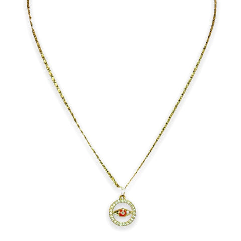 Multicolor evil eye charm - necklace 18kts goldfilled