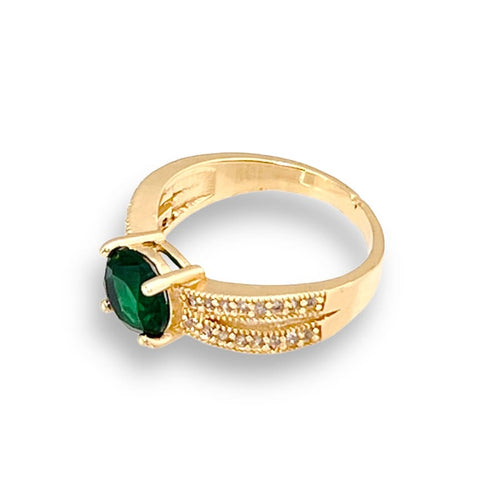 Cz emerald green stone ring in 18k of gold plated rings