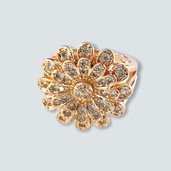 Cz flower ring in 18k of gold plated rings