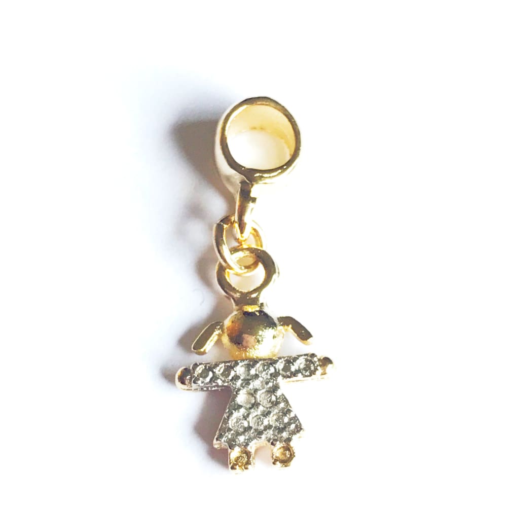 Cz girl european bead charm 18kt of gold plated charms