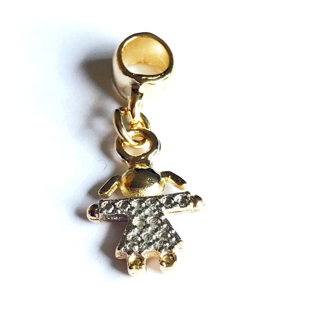 Cz girl european bead charm 18kt of gold plated charms