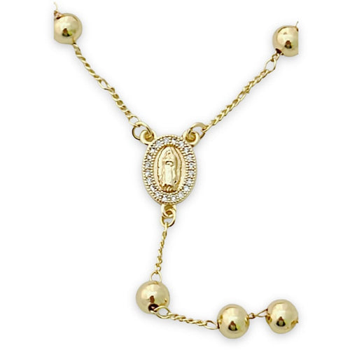 Cz guadalupe 14k of gold plated rosary necklace rosary