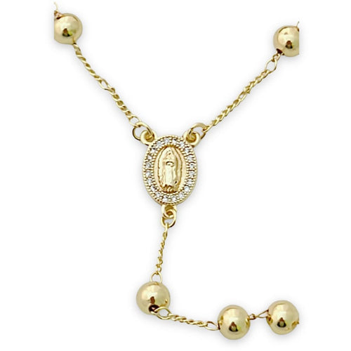 Cz guadalupe 14k of gold plated rosary necklace