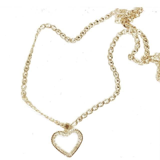 Cz heart charm and necklace gold plated chains