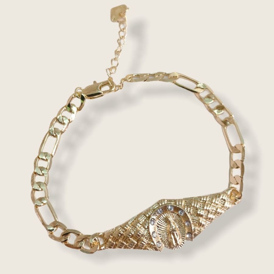 Cz horseshoe guadalupe bracelet in 18kts of gold plated bracelets