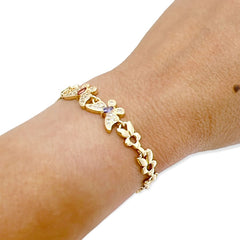 Cz multicolor butterflies bracelet 18kts of gold plated bracelet