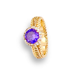 Cz purple stones ring in 18k of gold plated rings