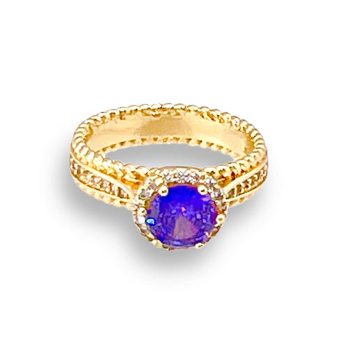 Cz purple stones ring in 18k of gold plated rings