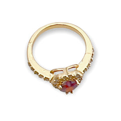 Cz red stone heart ring 18k of gold plated rings