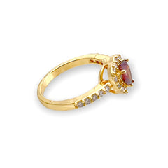 Cz red stone heart ring 18k of gold plated rings
