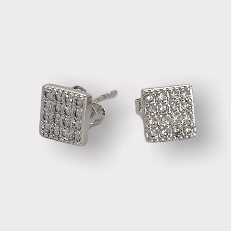 Cz square silver plated studs earrings earrings