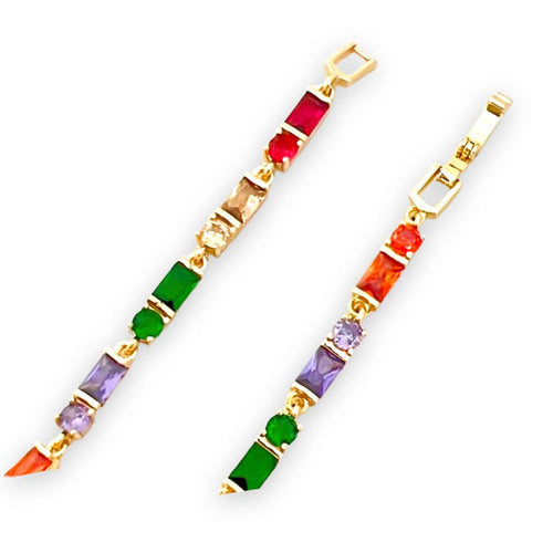 Cz squares bracelet 18k of gold plated multicolor bracelets
