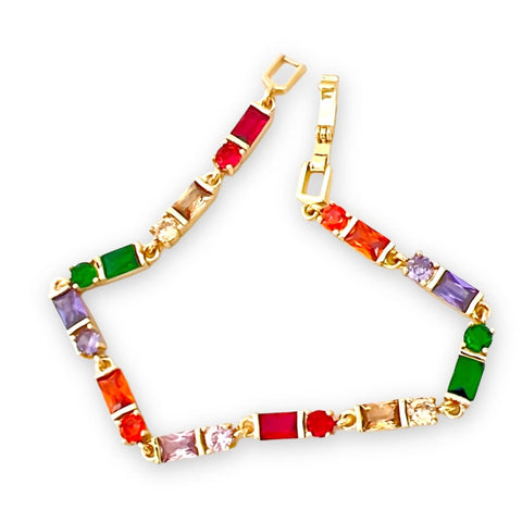 Gia s links diamond cut morocco tri - color 18k of gold plated bracelet
