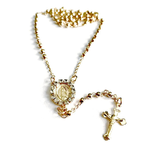 Cz virgen mary 18k gold plated rosary 18 rosaries
