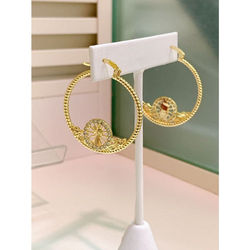 Cz virgin hoops earrings in 18k of gold plated earrings