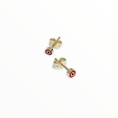 Dainty evil eye earrings studs 18k of gold plated red earrings