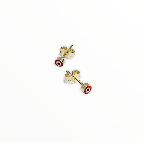 Multicolor hearts cz studs in 18k of gold layered