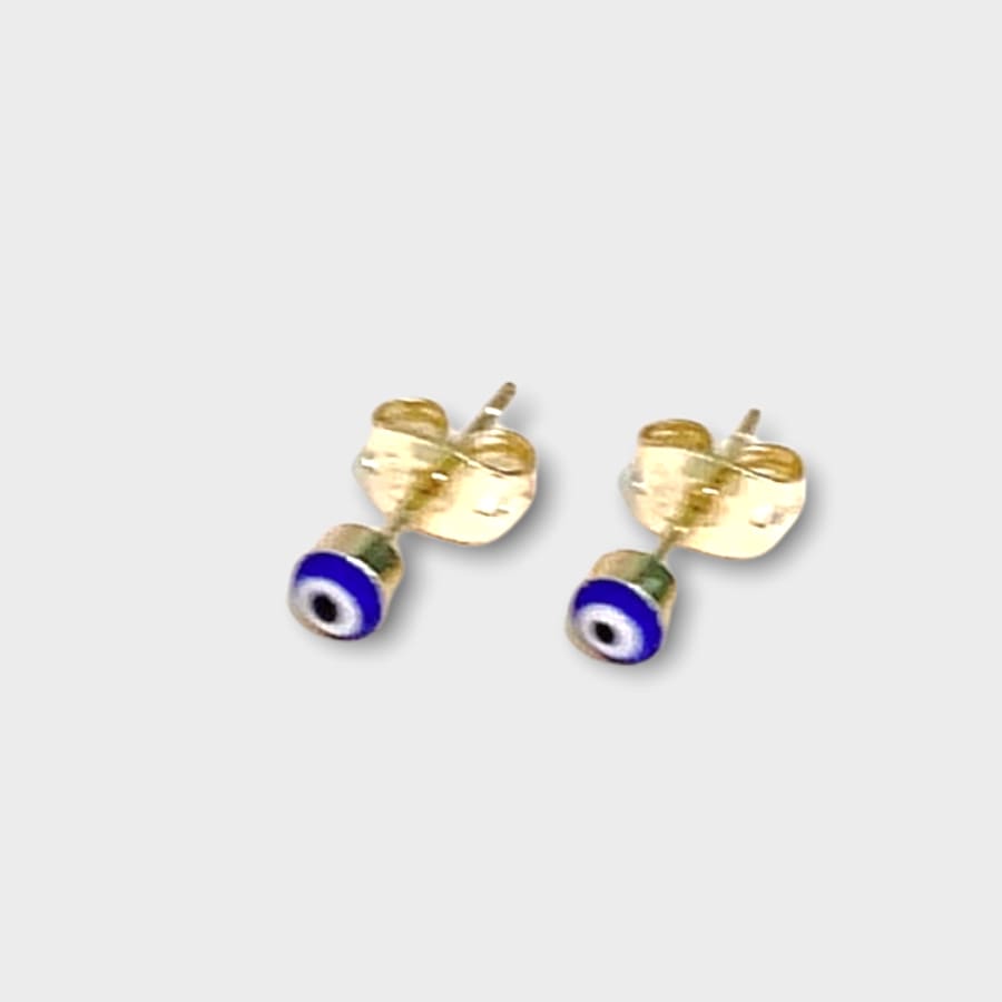 Dainty evil eye earrings studs 18k of gold plated blue