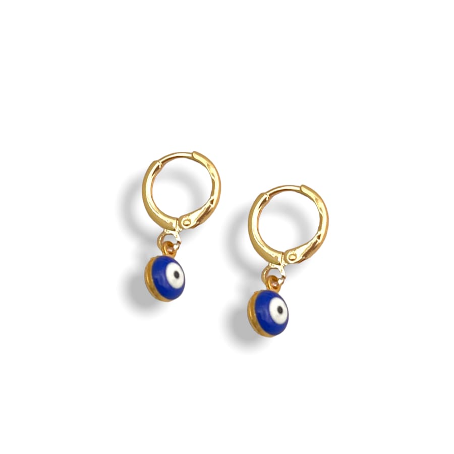 Dainty’s 5mm dark blue evil eye huggies earrings gold