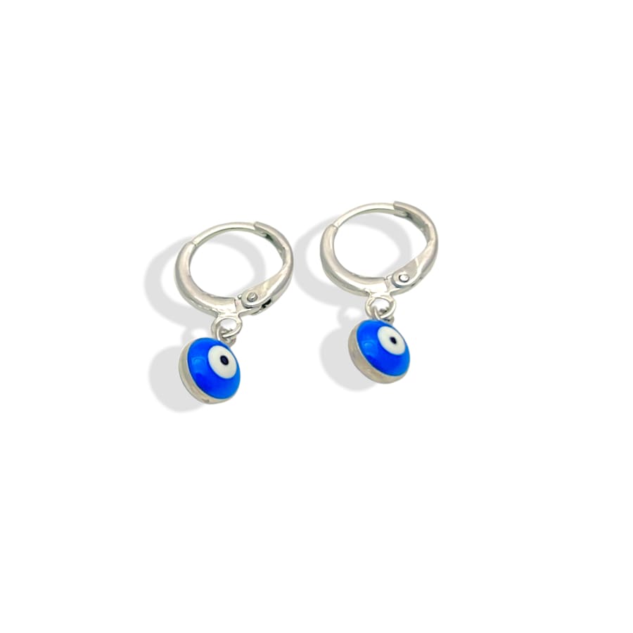 Dainty’s 5mm dark blue evil eye huggies earrings silver earrings