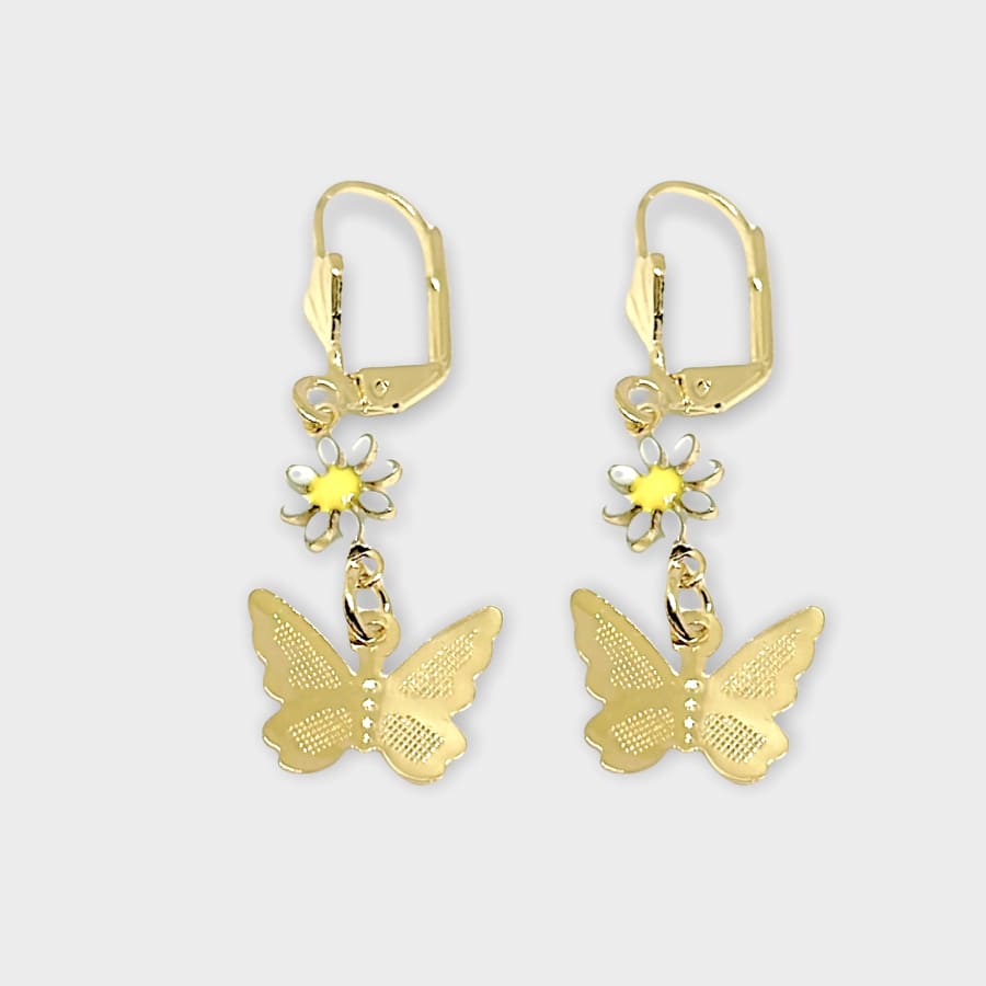 Daisy butterflies in 18k of gold plated earrings earrings