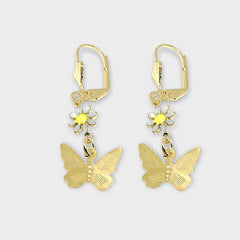 Daisy butterflies in 18k of gold plated earrings earrings
