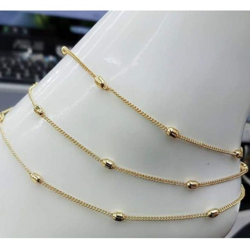 Dotted triple chains anklet 18k of gold plated anklet