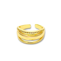 Double band adjustable open size ring 18k of gold plated rings