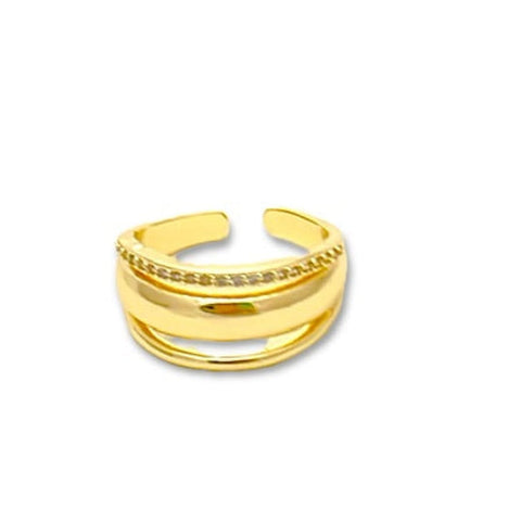 3 beads evil eye ring in 18k of gold plated