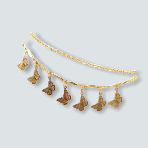 Star double chain anklet 18k of gold plated
