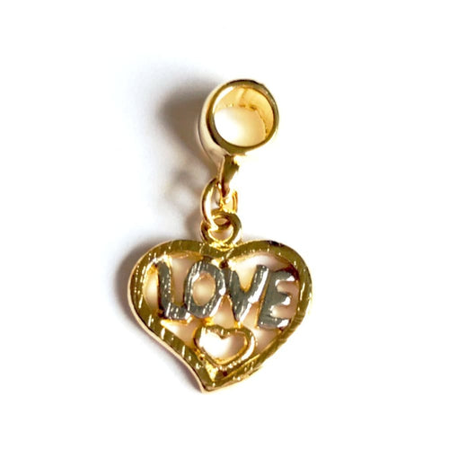 Double love european bead charm 18kt of gold plated charms