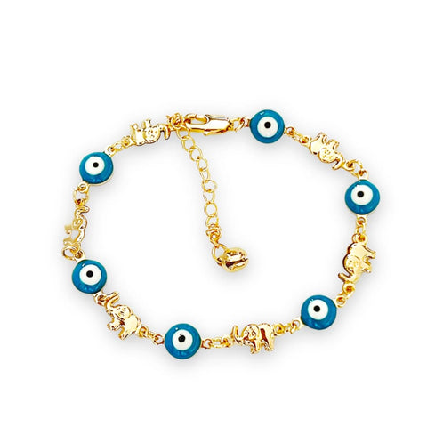 Rose with multicolor evil eye beads bracelet 18k of gold plated