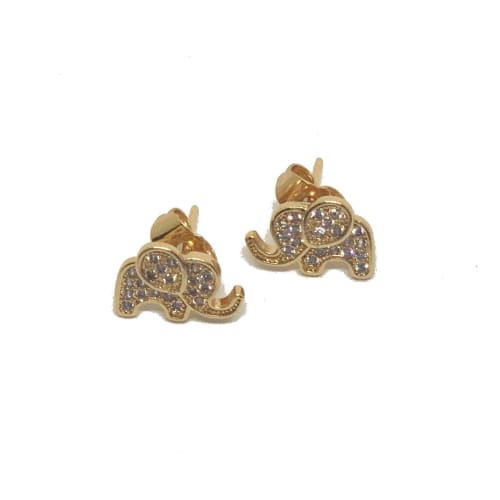 Elephants cz studs earrings 18kts of gold plated earrings